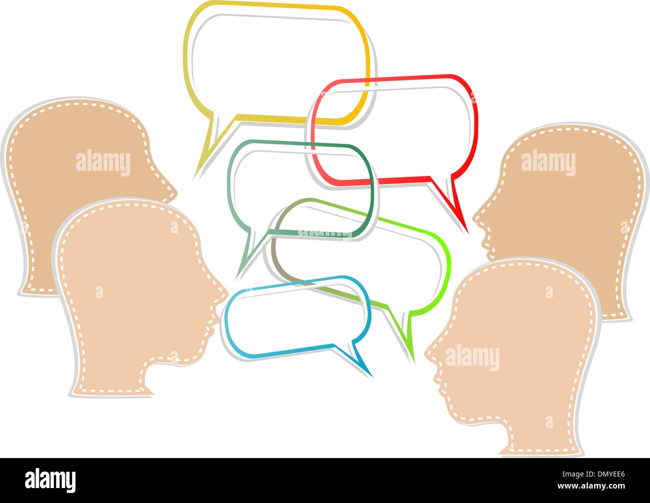 silhouette of a human head with emanating from it bubbles speech Stock ...