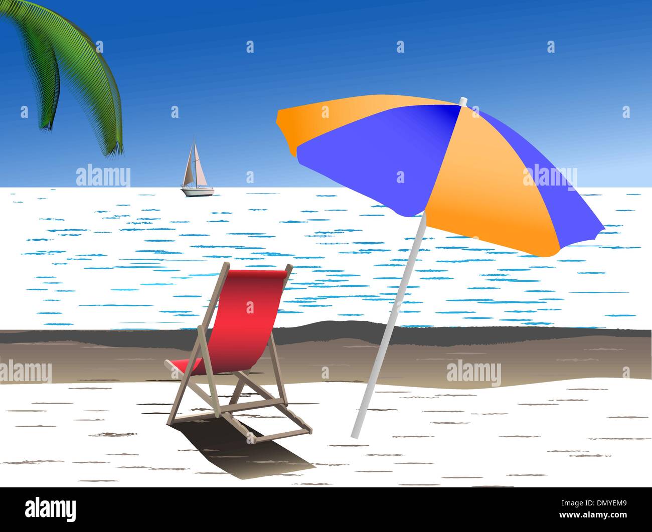 Umbrella beach waves Stock Vector Images - Alamy