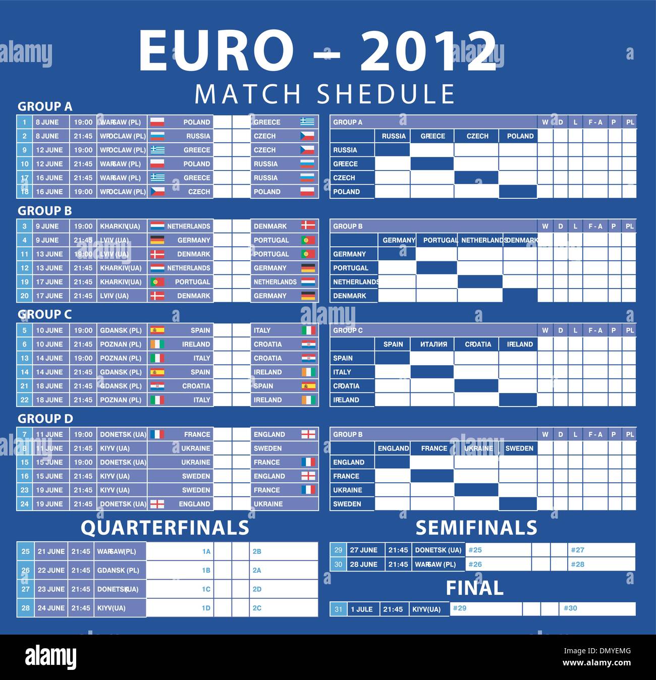 Euro 2012 matches Stock Vector