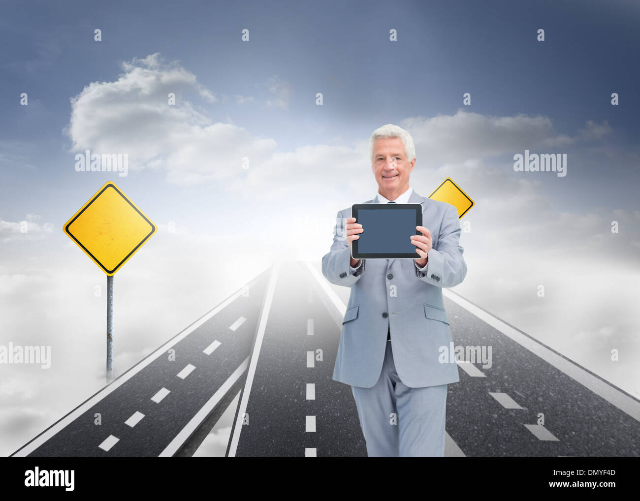 Composite image of boss showing a touch pad screen Stock Photo Alamy
