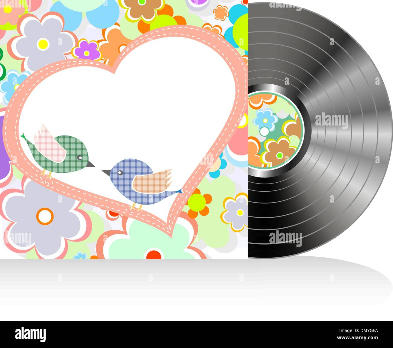 Vinyl and cover over a nature background, abstract art Stock Vector