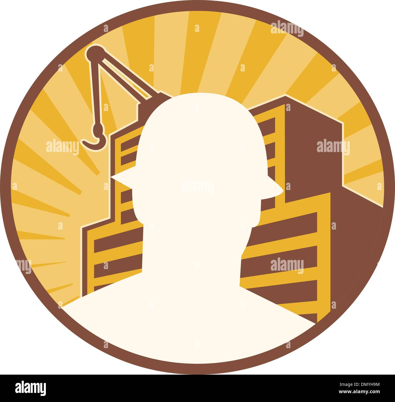 Construction Worker Building Crane Retro Stock Vector Image & Art - Alamy