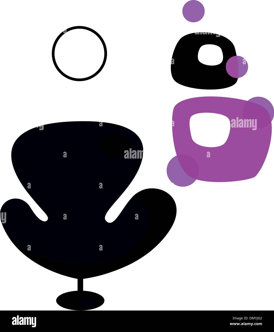 Funky retro furniture set isolated on white ( vector Stock Vector Image