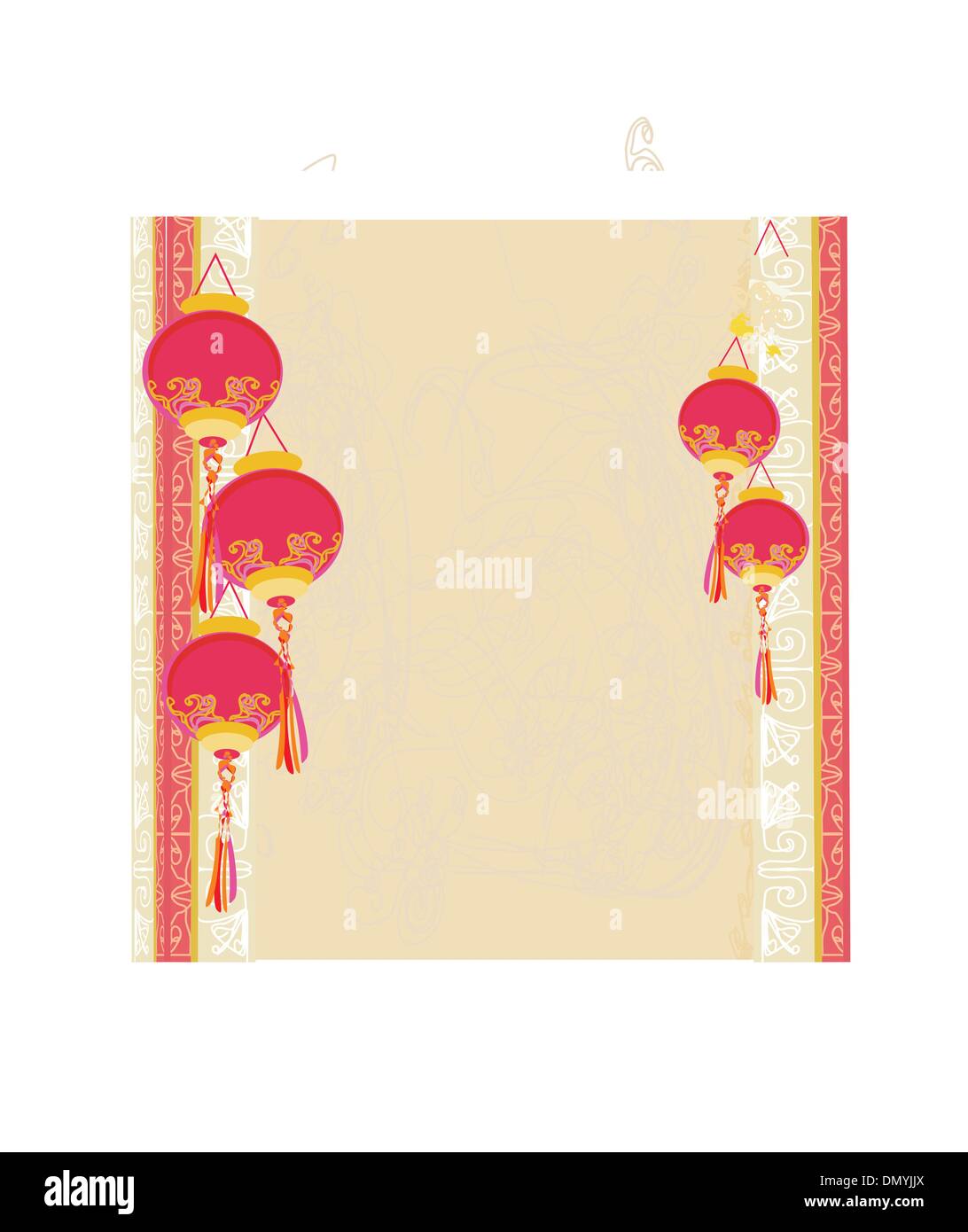 Chinese New Year with lanterns card , vector illustration Stock Vector ...