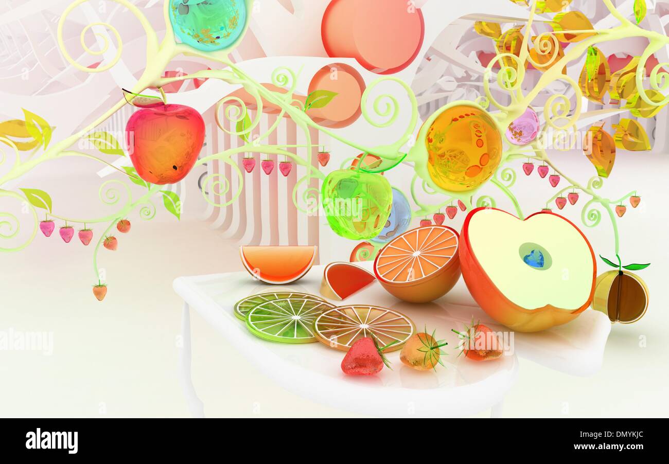 Vector illustration of different fruits Stock Vector Image & Art - Alamy