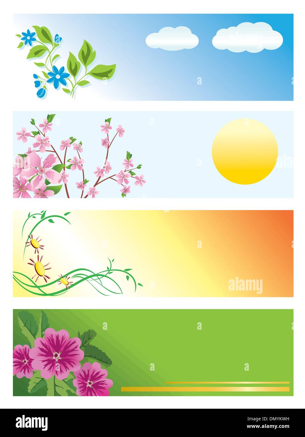 vector horizontal banners with flowers Stock Vector