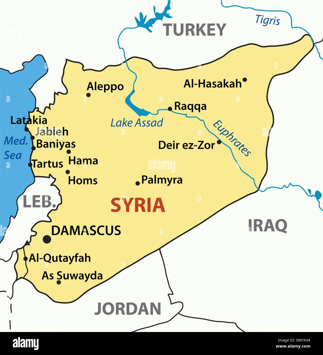 vector illustration -  map of syria Stock Vector