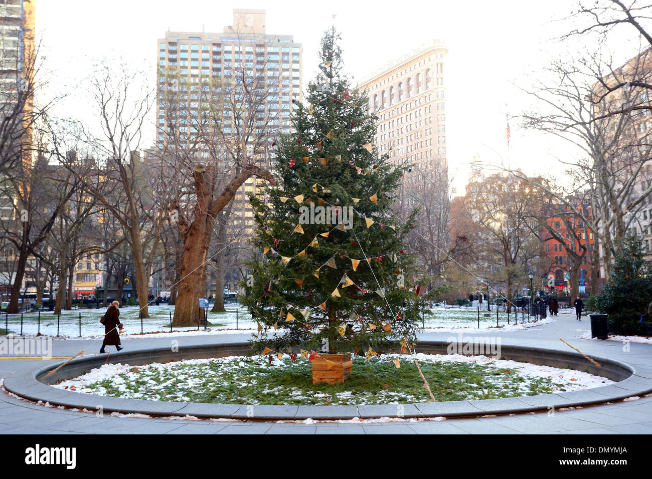 A Christmas tree in Madison Square Park, New York City Stock Photo