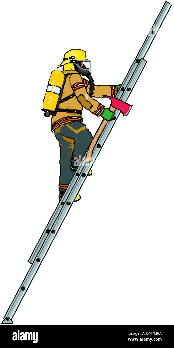 Fireman on the stairs Stock Vector Image & Art - Alamy