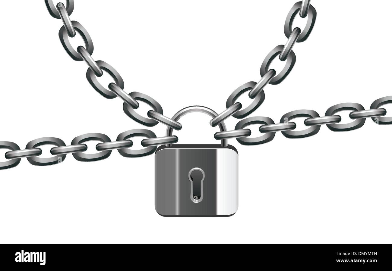 vector metal chain and lock Stock Vector Image & Art Alamy