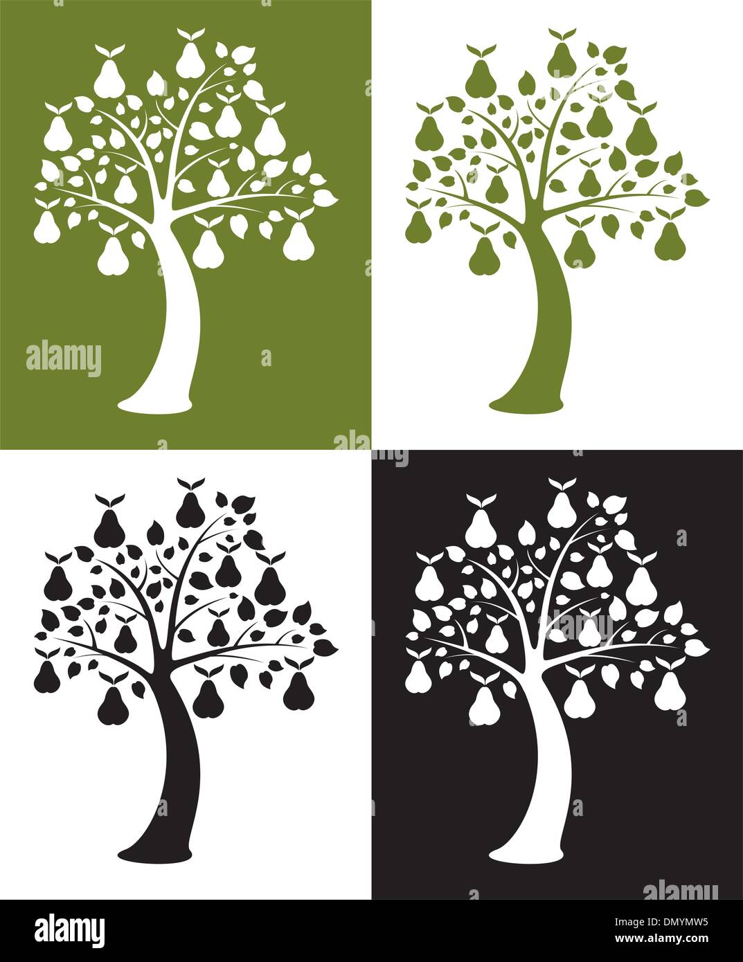 vector set of pear trees Stock Vector