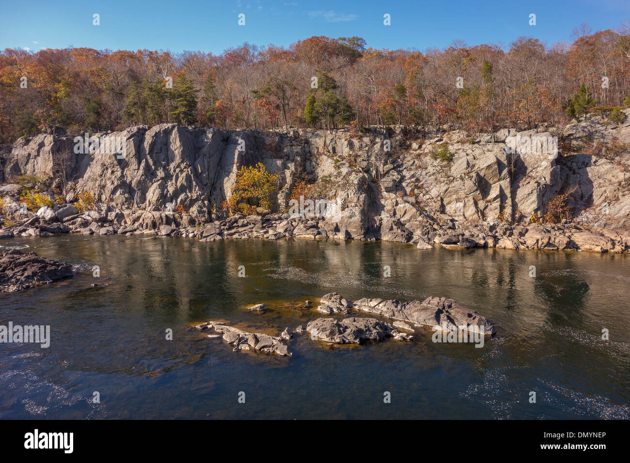 MARYLAND, USA - Potomac River, in C&O Canal National Historic Park, below Great Falls. Stock Photo