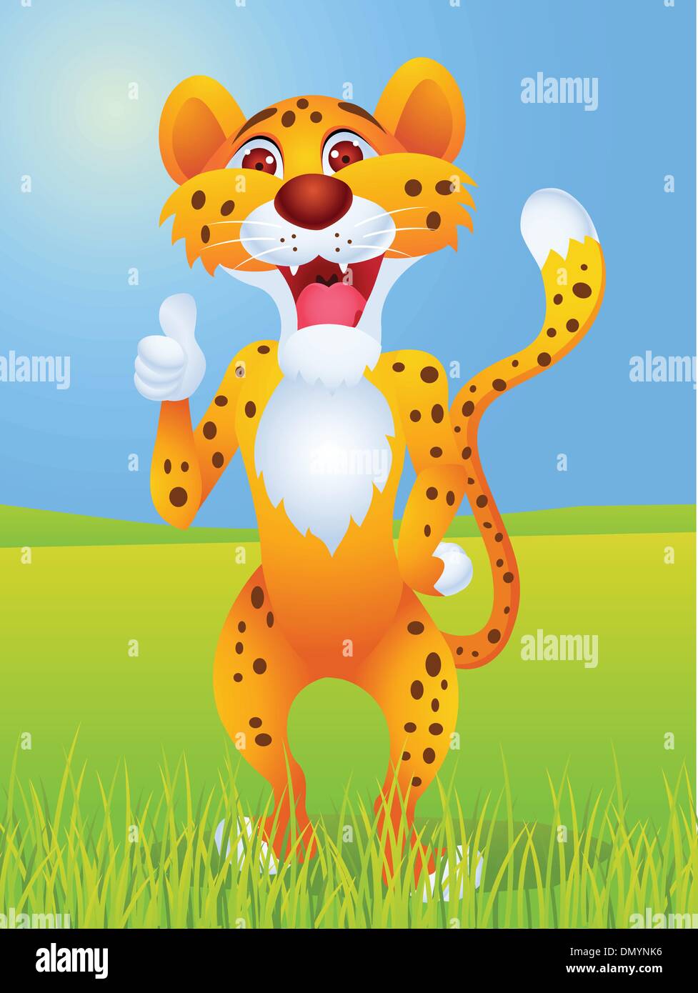 Cheetah cartoon with thumb up Stock Vector