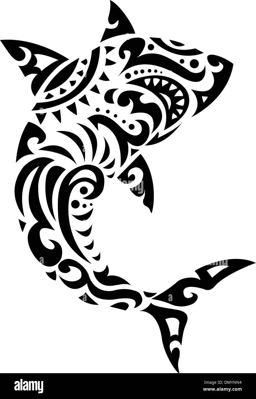 Shark tribal tattoo Stock Vector