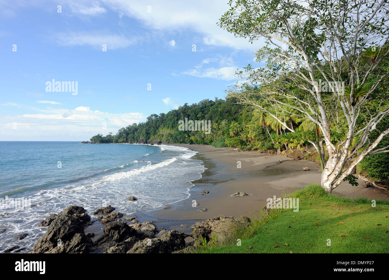 Idylic sandy beach. Drake Bay, Corcovado National Park, Golfito, Costa Rica. 26Nov13 Stock Photo