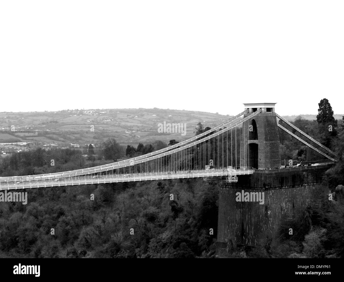 Clifton Suspension Bridge in Bristol,UK in black and white Stock Photo ...