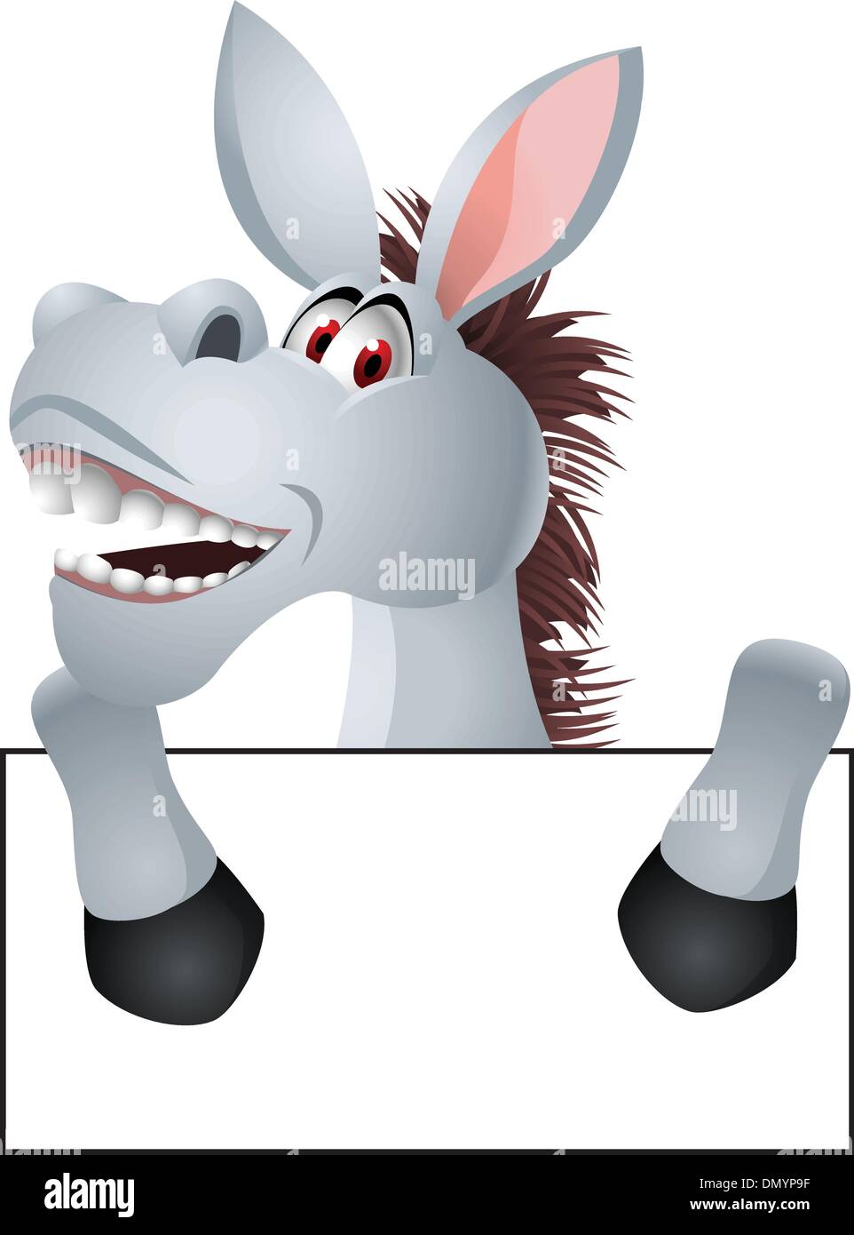 donkey cartoon with blank sign Stock Vector