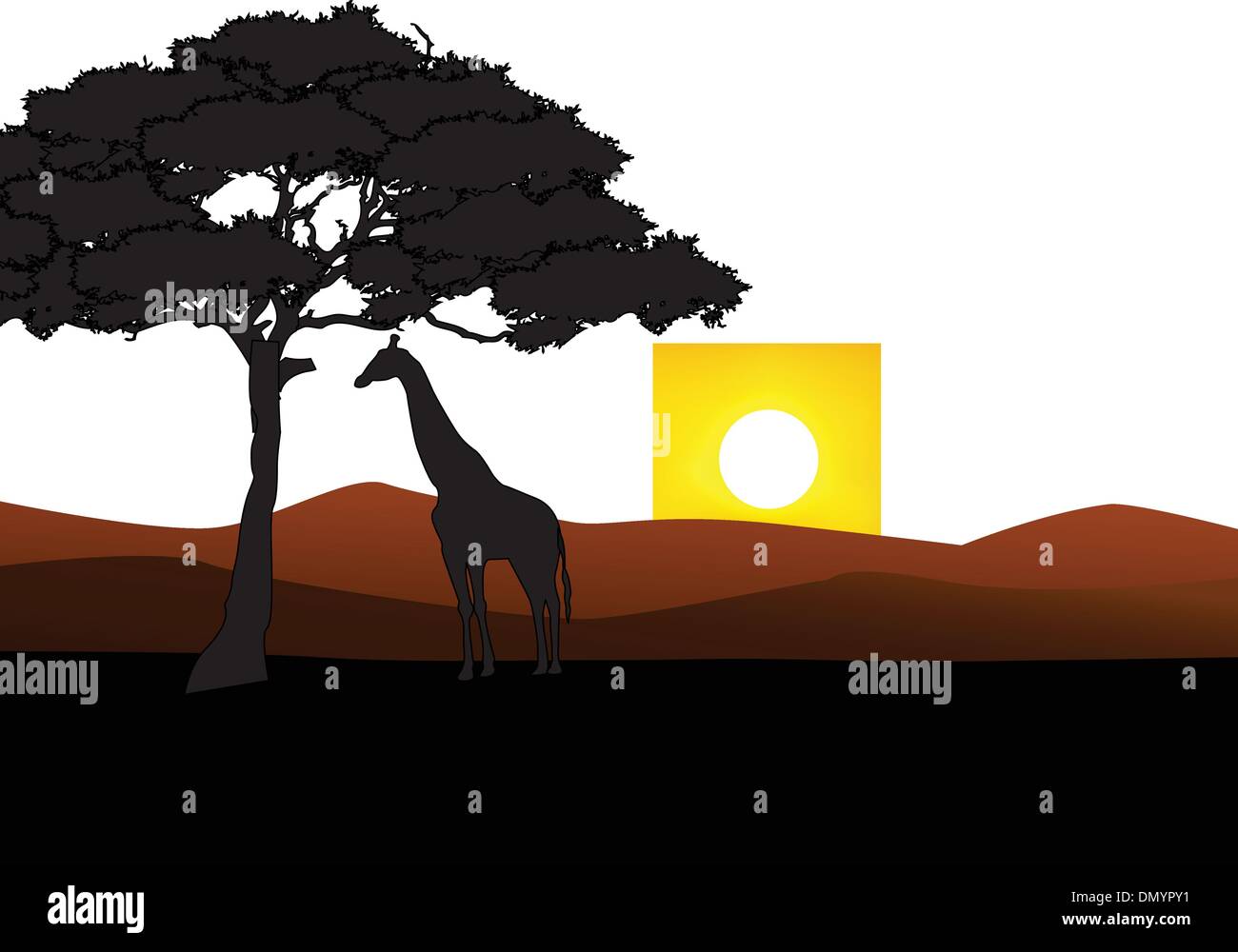 Safari background with giraffe silhouette Stock Vector Image & Art - Alamy
