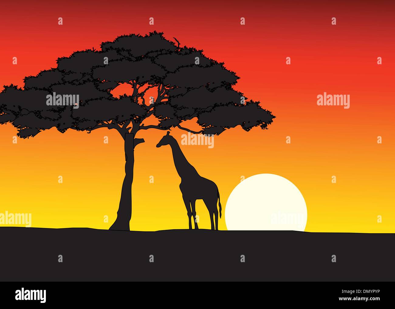 Safari background with giraffe silhouette Stock Vector Image & Art - Alamy