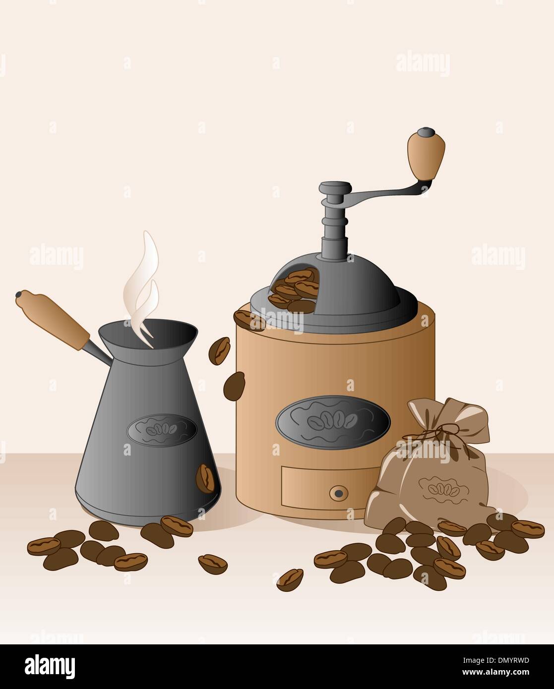 coffee grinder and coffee beans Stock Vector Image & Art Alamy