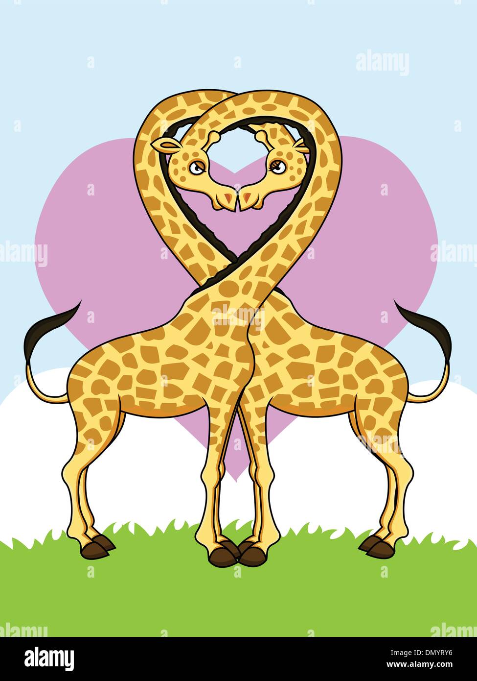 Two funny giraffes in love Stock Vector