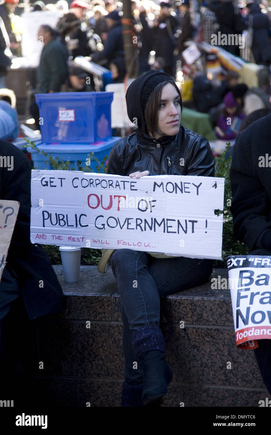 People speak out at Occupy Wall Street, Zuccotti Park, NYC. Stock Photo