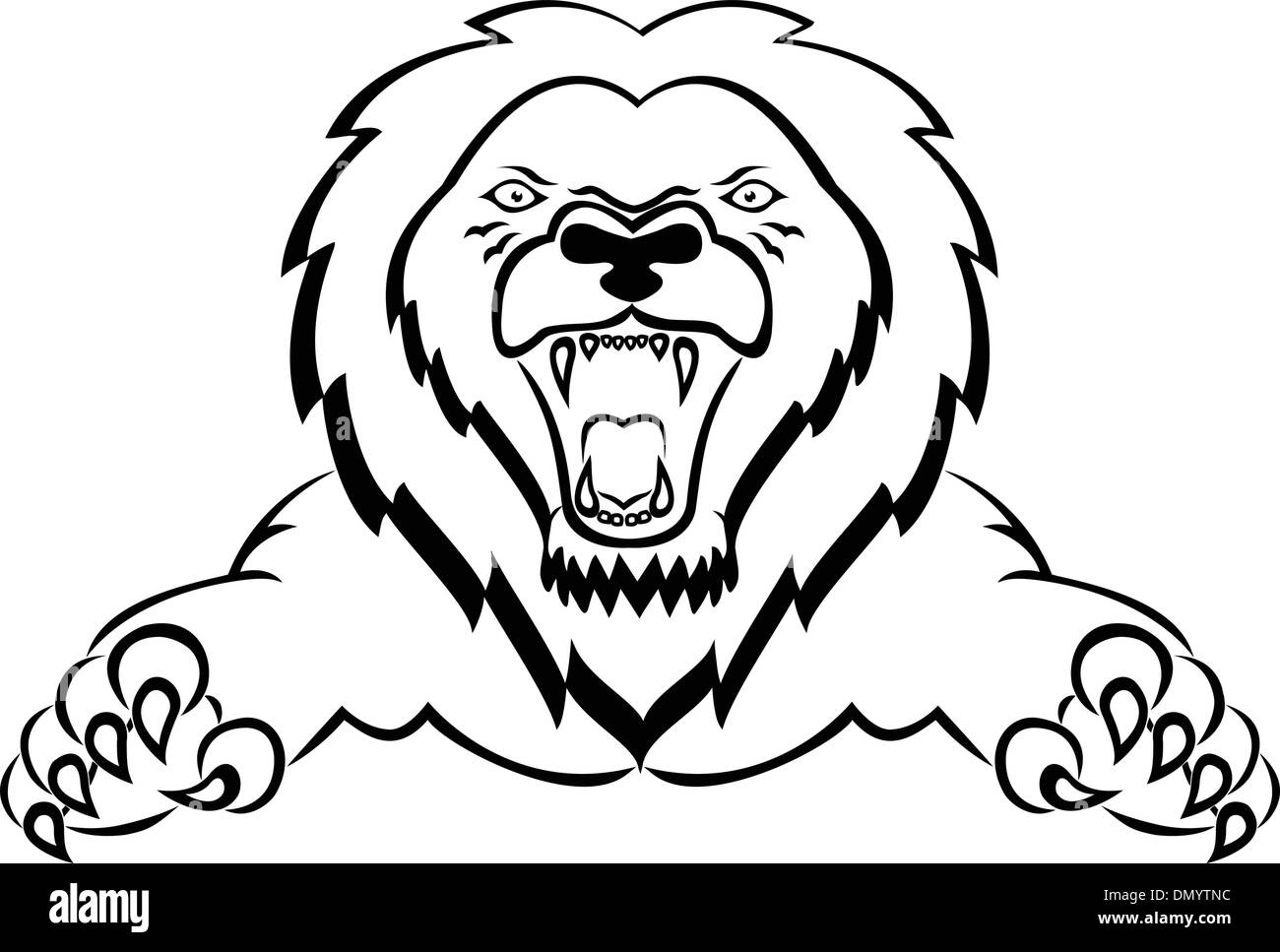Lion attacking tattoo Stock Vector