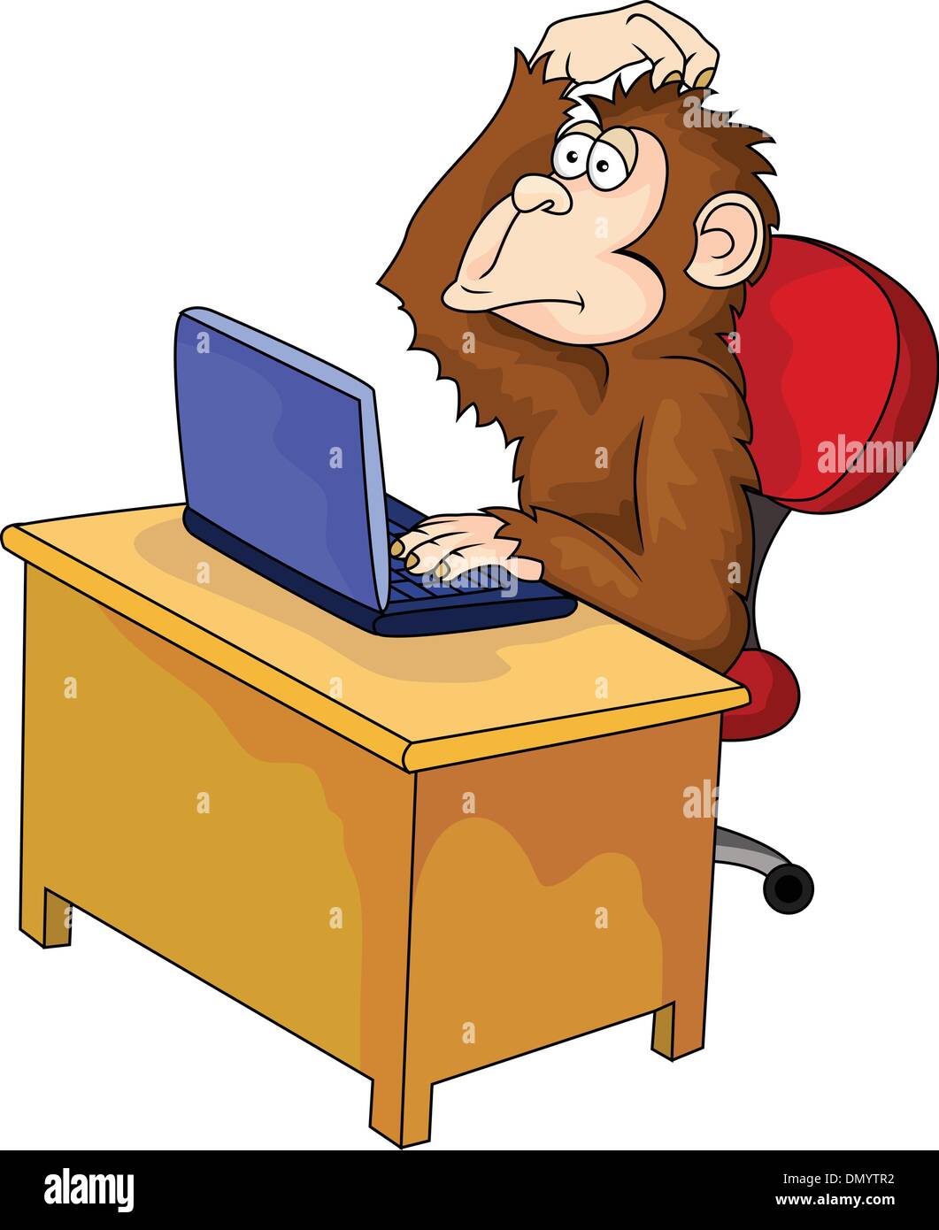 Monkey cartoon with computer Stock Vector