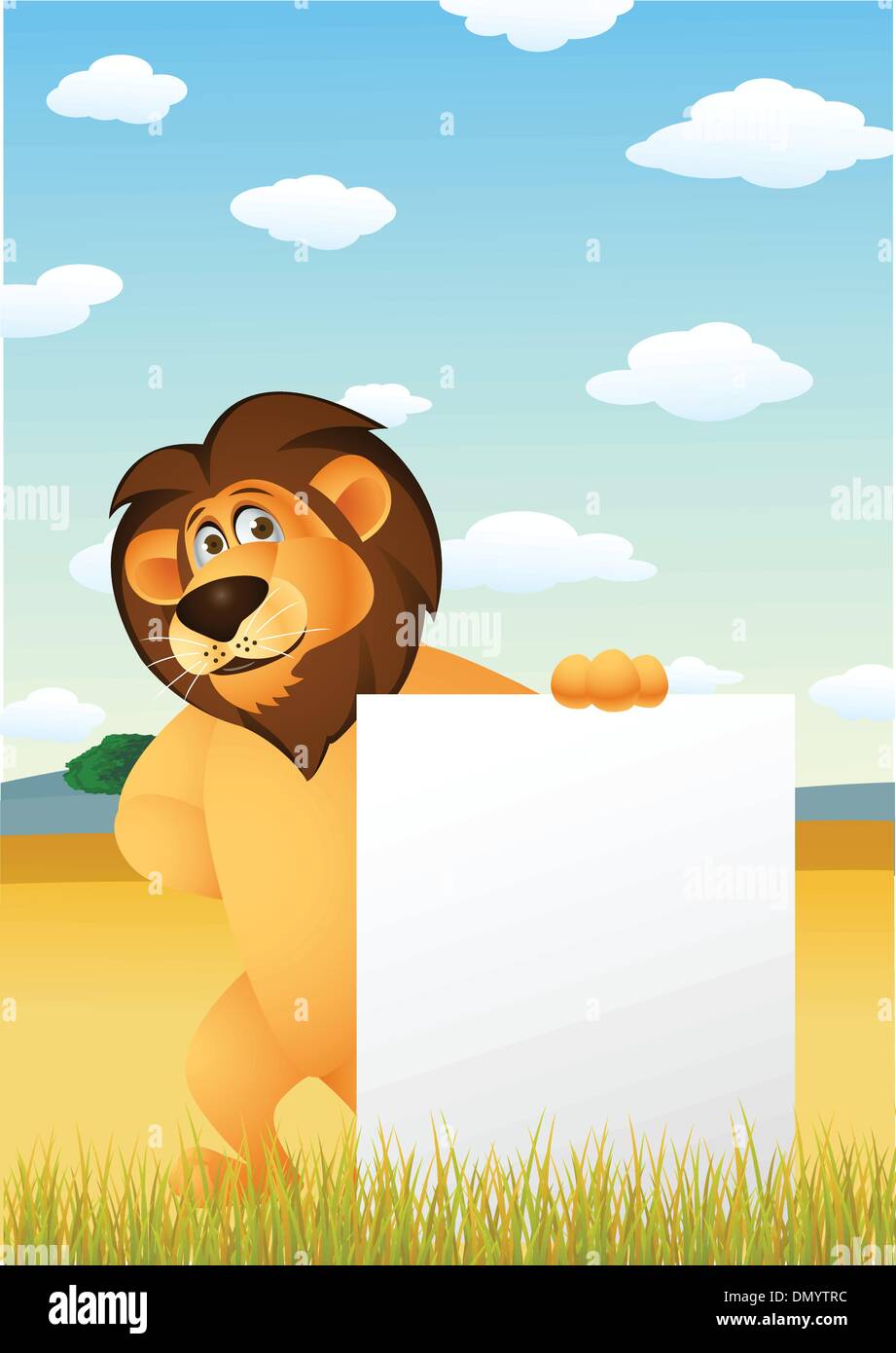 Lion Sign Cartoon Funny lion cartoon with blank sign Stock Vector Image & Art - Alamy