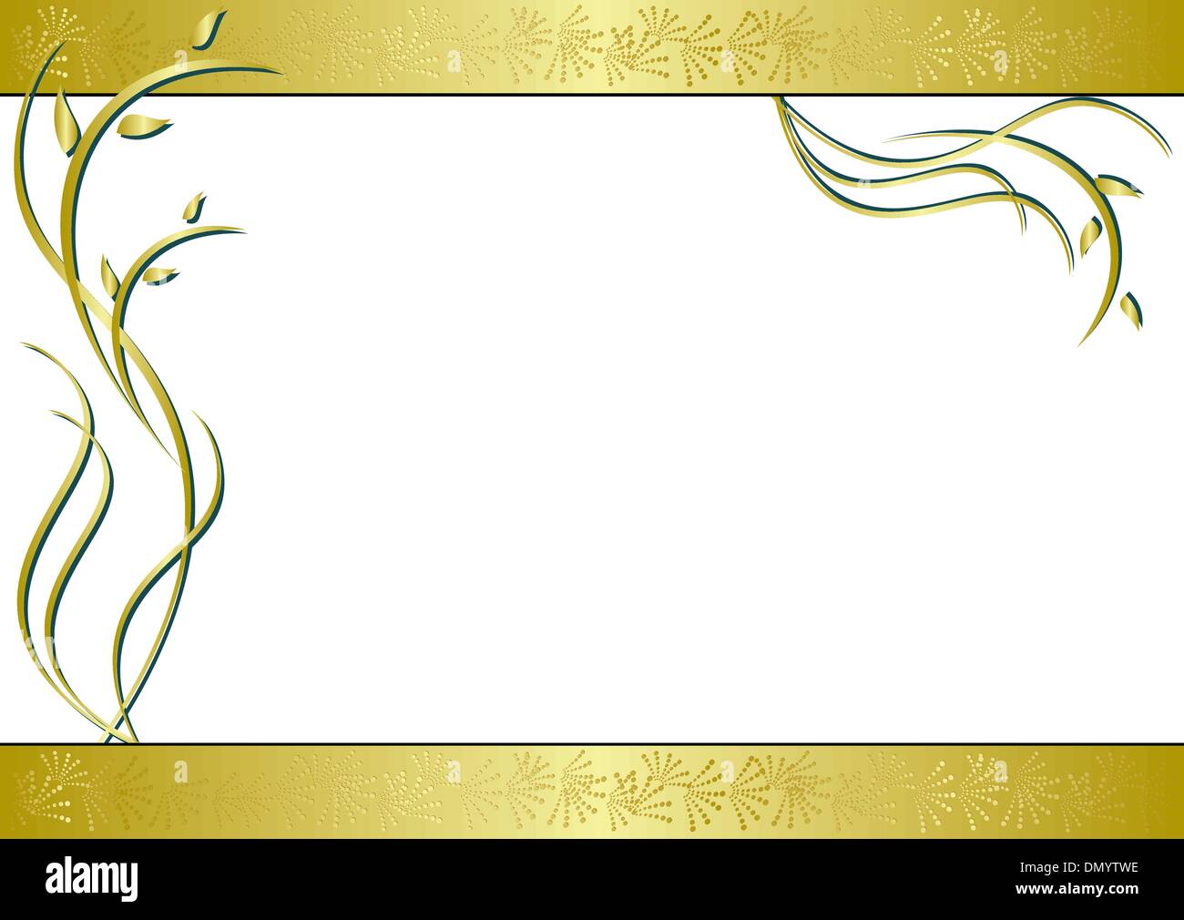 golden and blue card with flora - vector Stock Vector Image & Art - Alamy