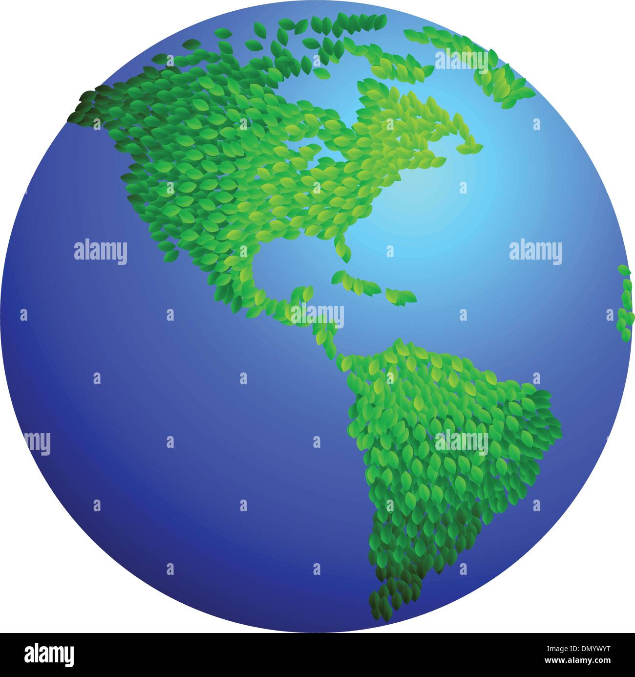 Eco earth, Leaves form American continent Stock Vector
