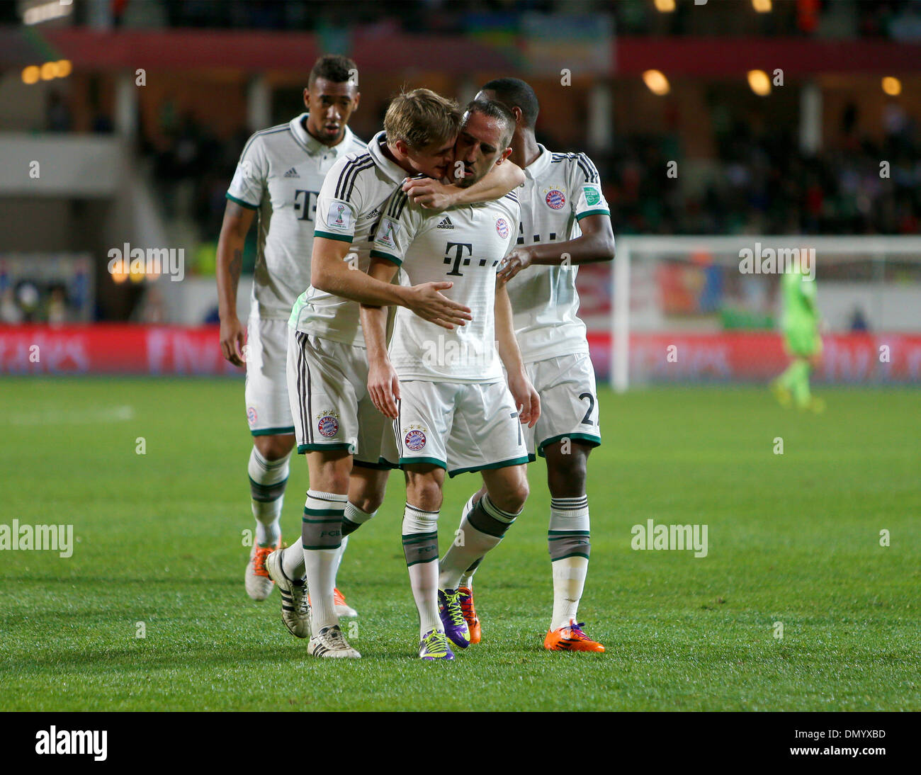 Agadir, Morocco. 17th Dec, 2013. Toni KROOS kisses Franck RIBERY in celebration after the first goal during the FIFA Club World Cup Semi Final between Guangzhou Evergrande and Bayern Munich from the Agadir Stadium. Credit:  Action Plus Sports/Alamy Live News Stock Photo
