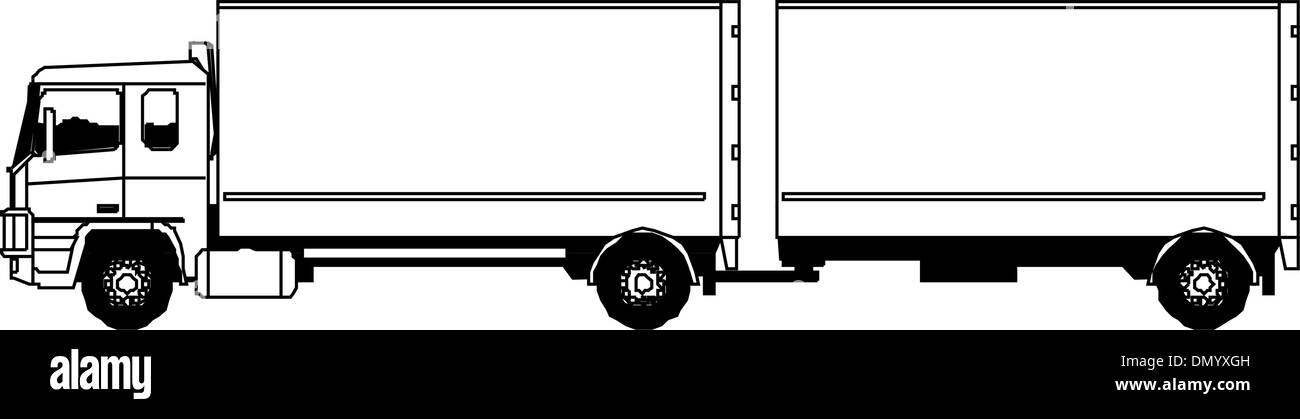 Aerodynamic trucks with trailers Stock Vector