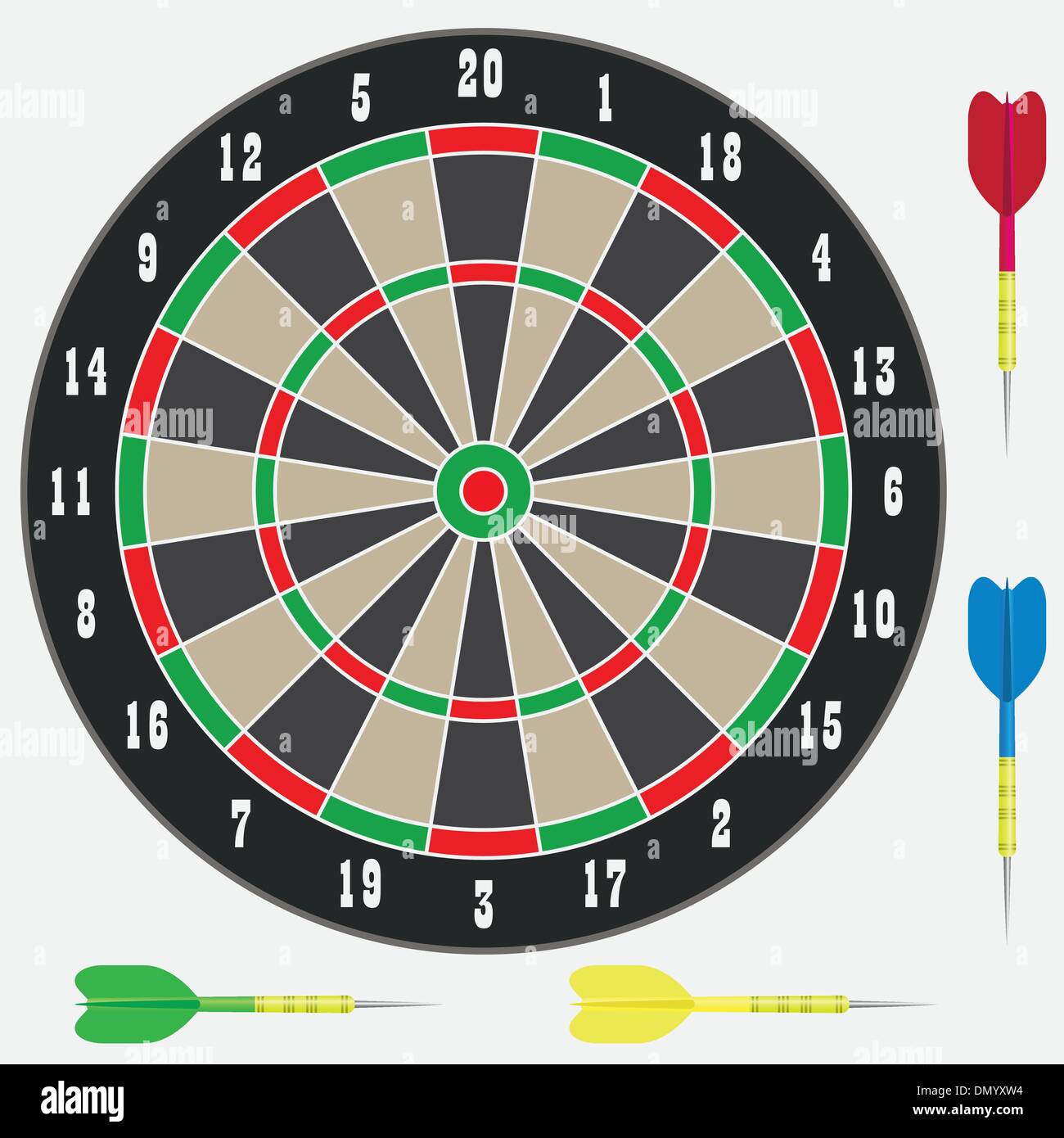 Dartboard with darts. Stock Vector