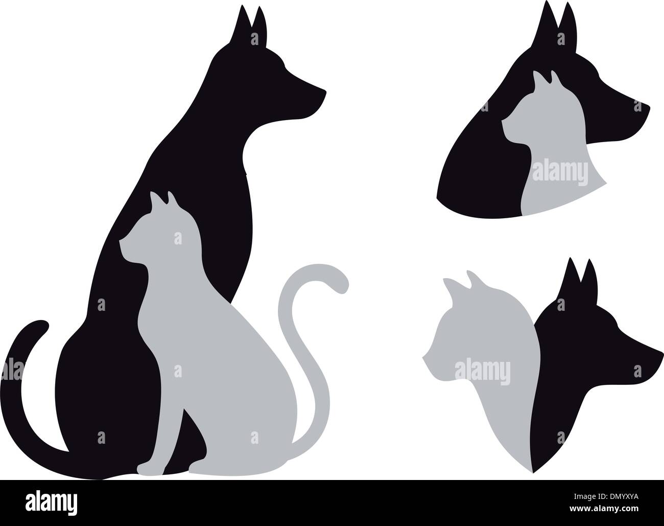 cat and dog, vector Stock Vector