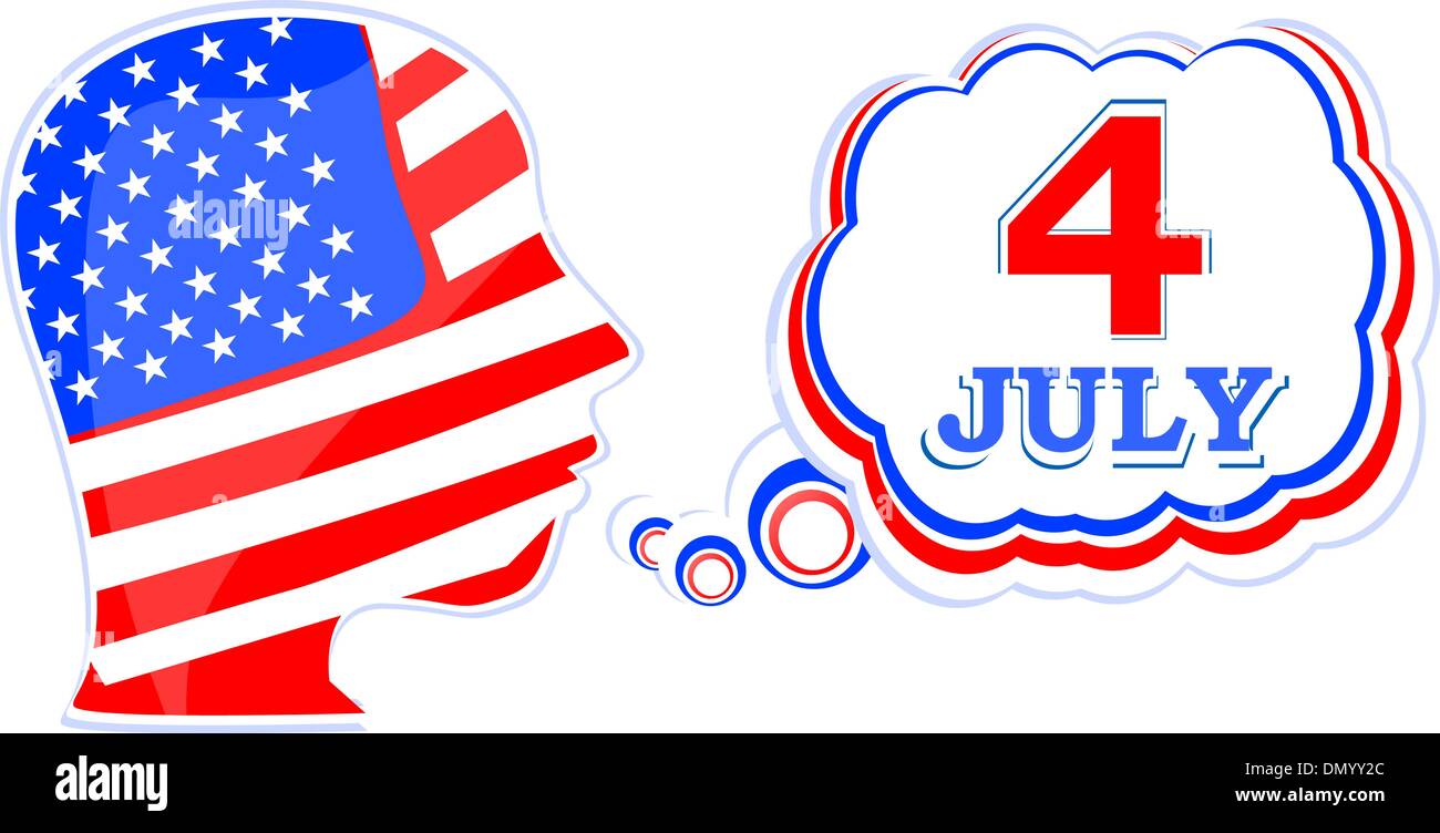 USA flag man with speech bubbles - independence day Stock Vector