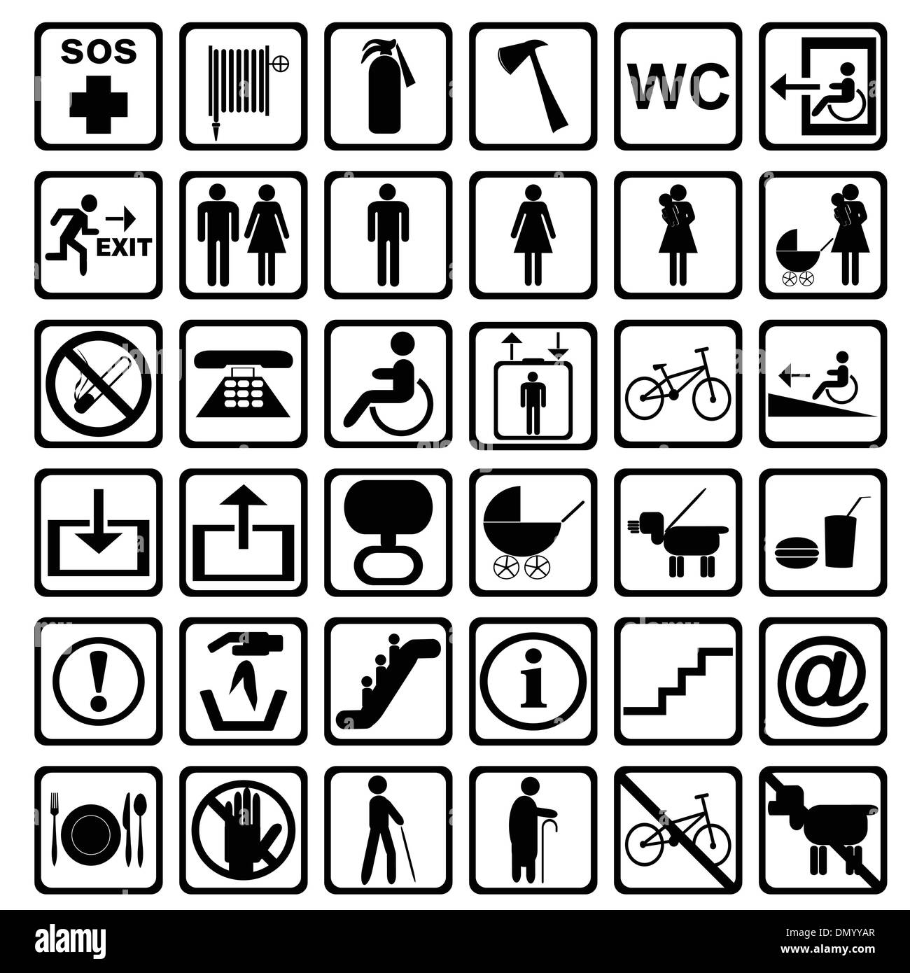 International service signs. All objects are isolated and grouped. Stock Vector