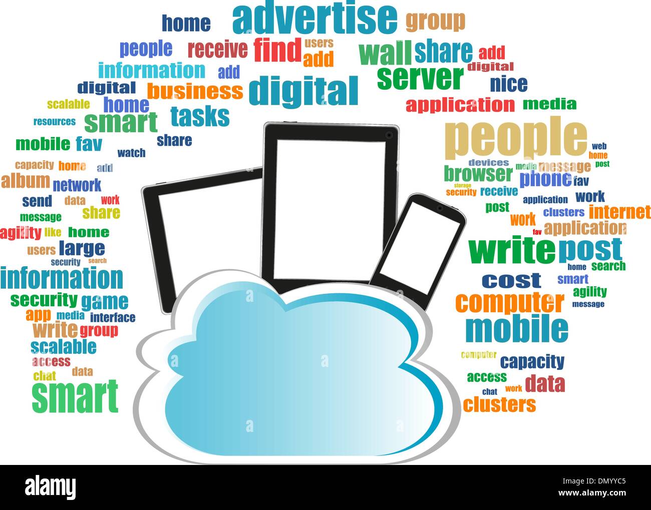 Cloud computing on digital tablet pc and modern smart phone Stock Vector