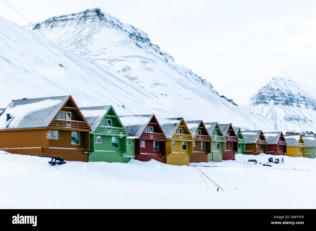 Houses in Longyearbyen Spitsbergen Svalbard Norway Scandinavia Stock