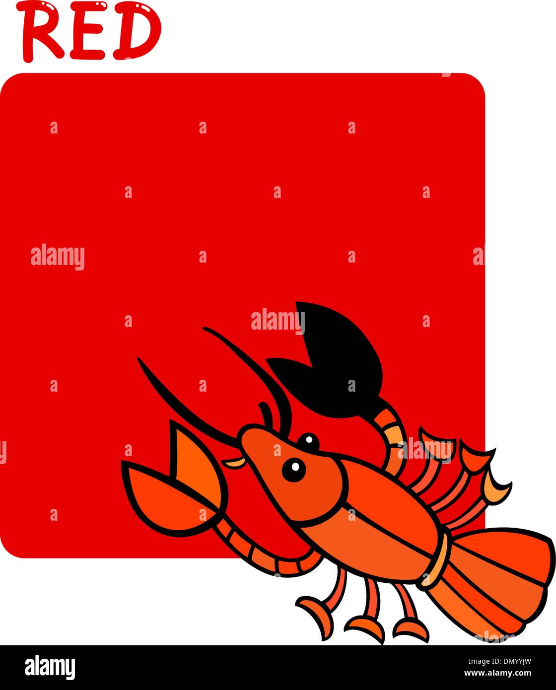 Color Red and Crayfish Cartoon Stock Vector