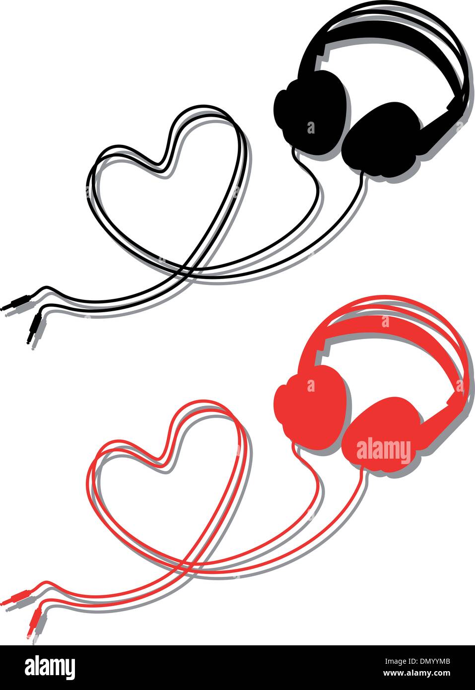 headphone with heart, vector Stock Vector