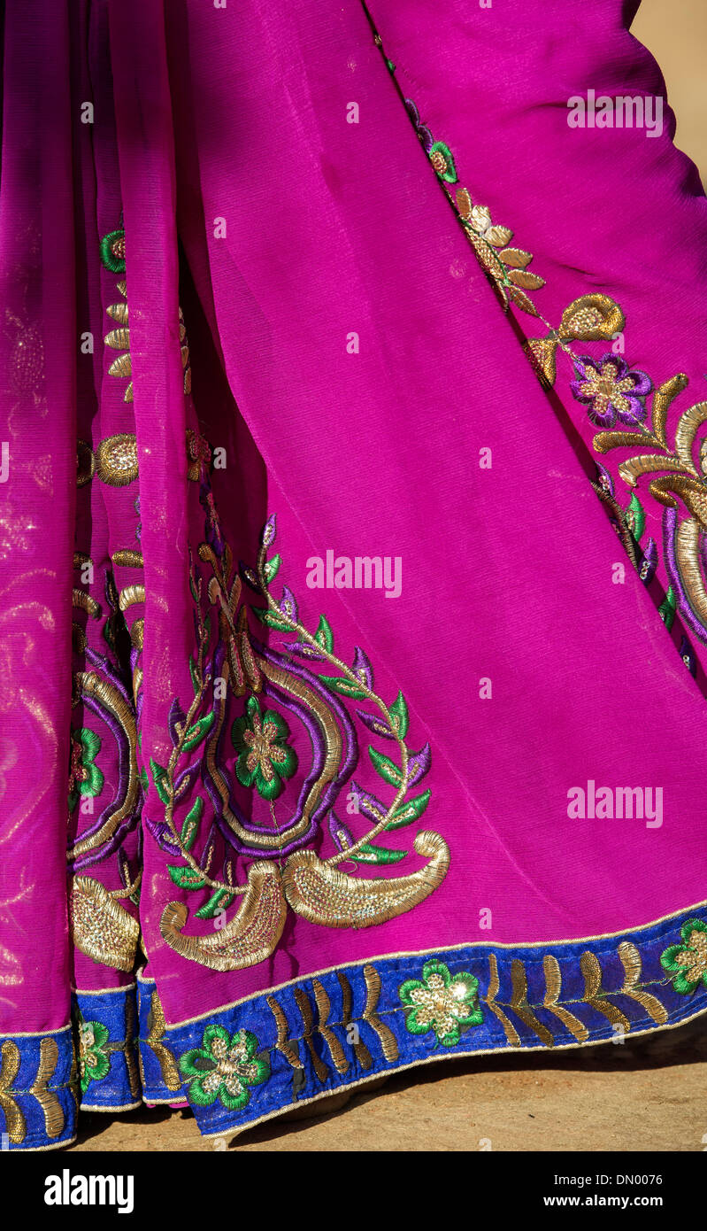 Indian woman wearing colourful sari. Andhra Pradesh, India Stock Photo