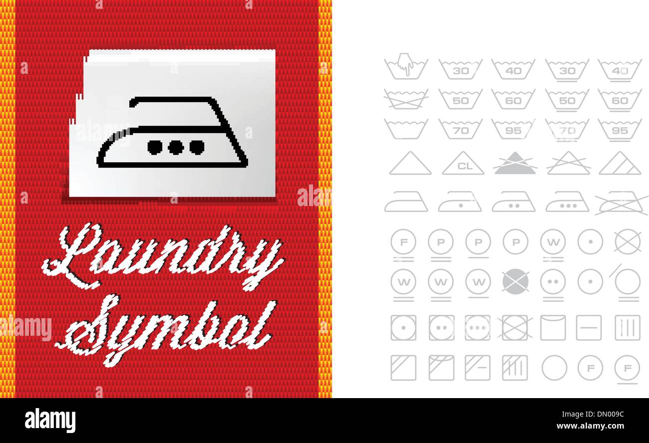 Washing symbols on clothing label Stock Vector