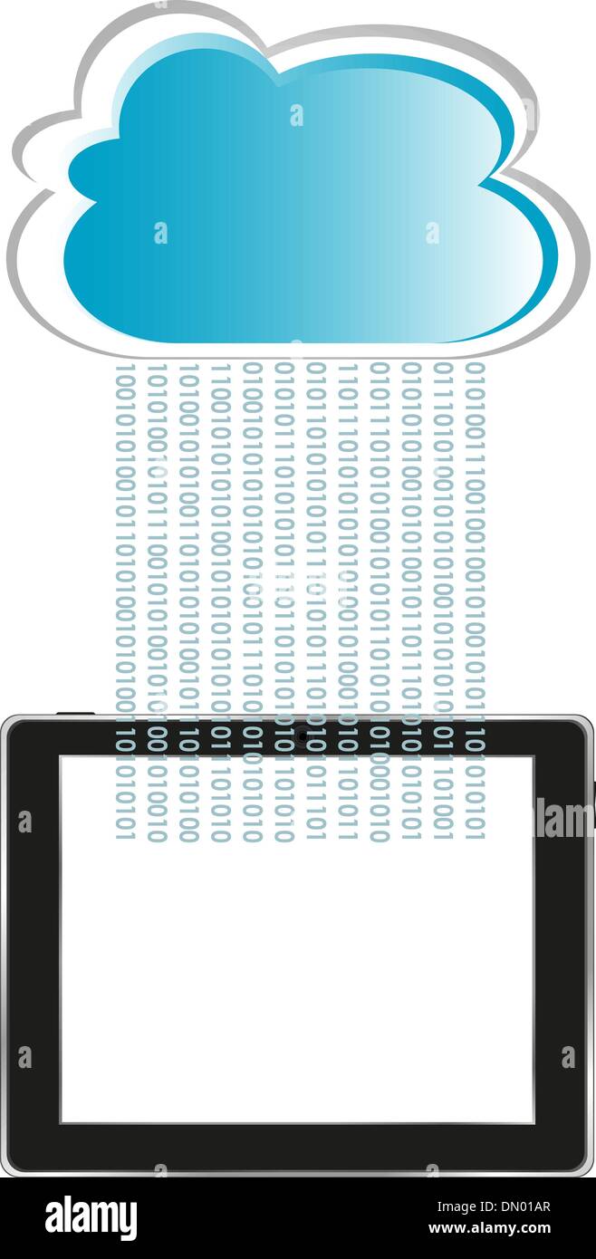 Cloud-computing connection on the digital tablet pc Stock Vector