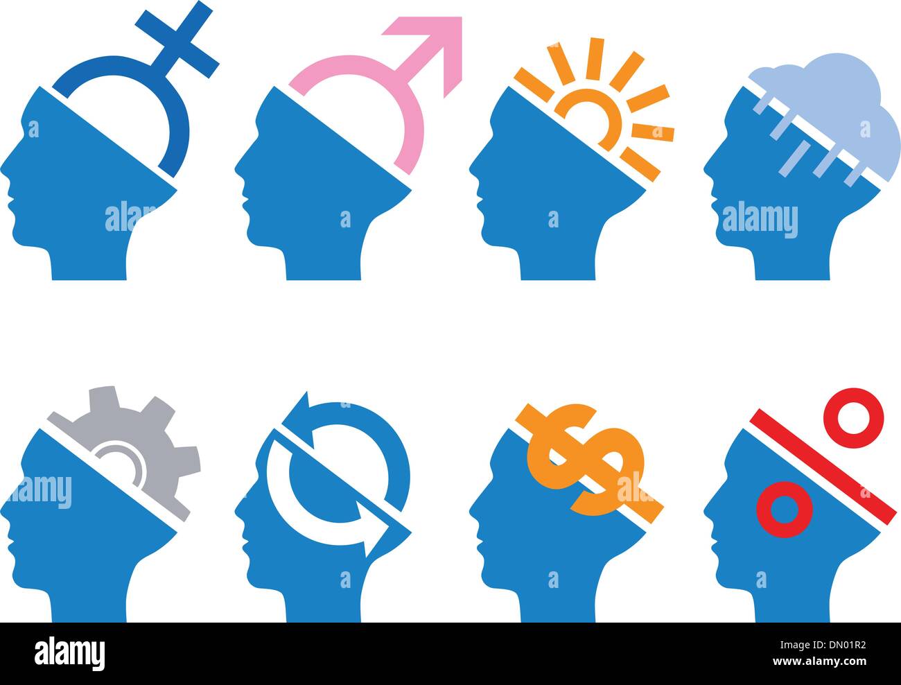 head icon set, vector Stock Vector