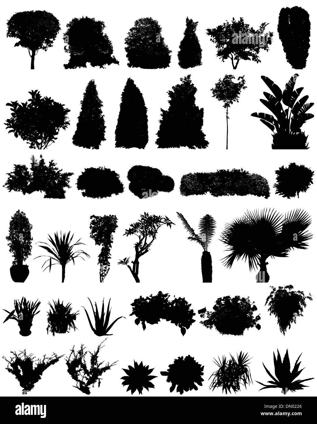 plants silhouettes set Stock Vector