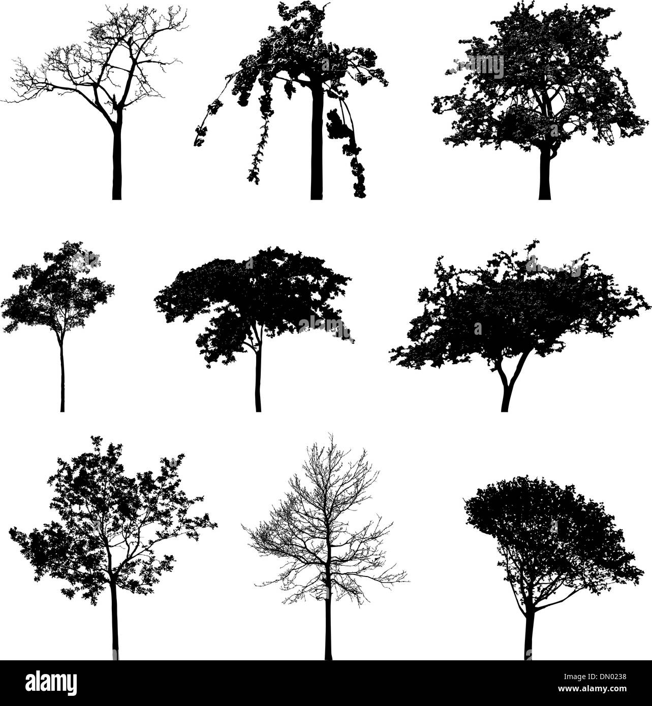 trees silhouettes set Stock Vector