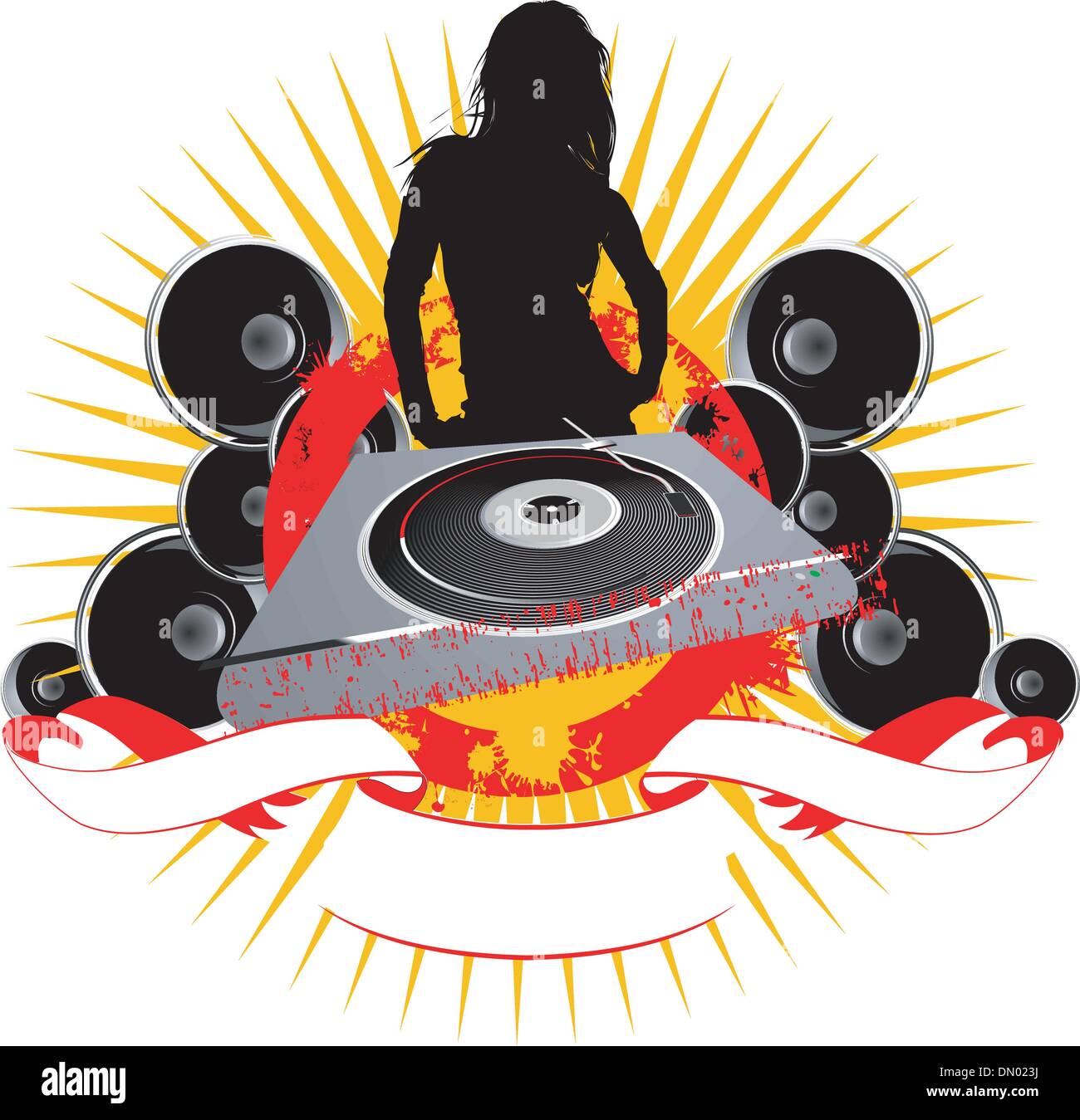 Girl Silhouette, Turntable and Sound Stock Vector Image & Art Alamy