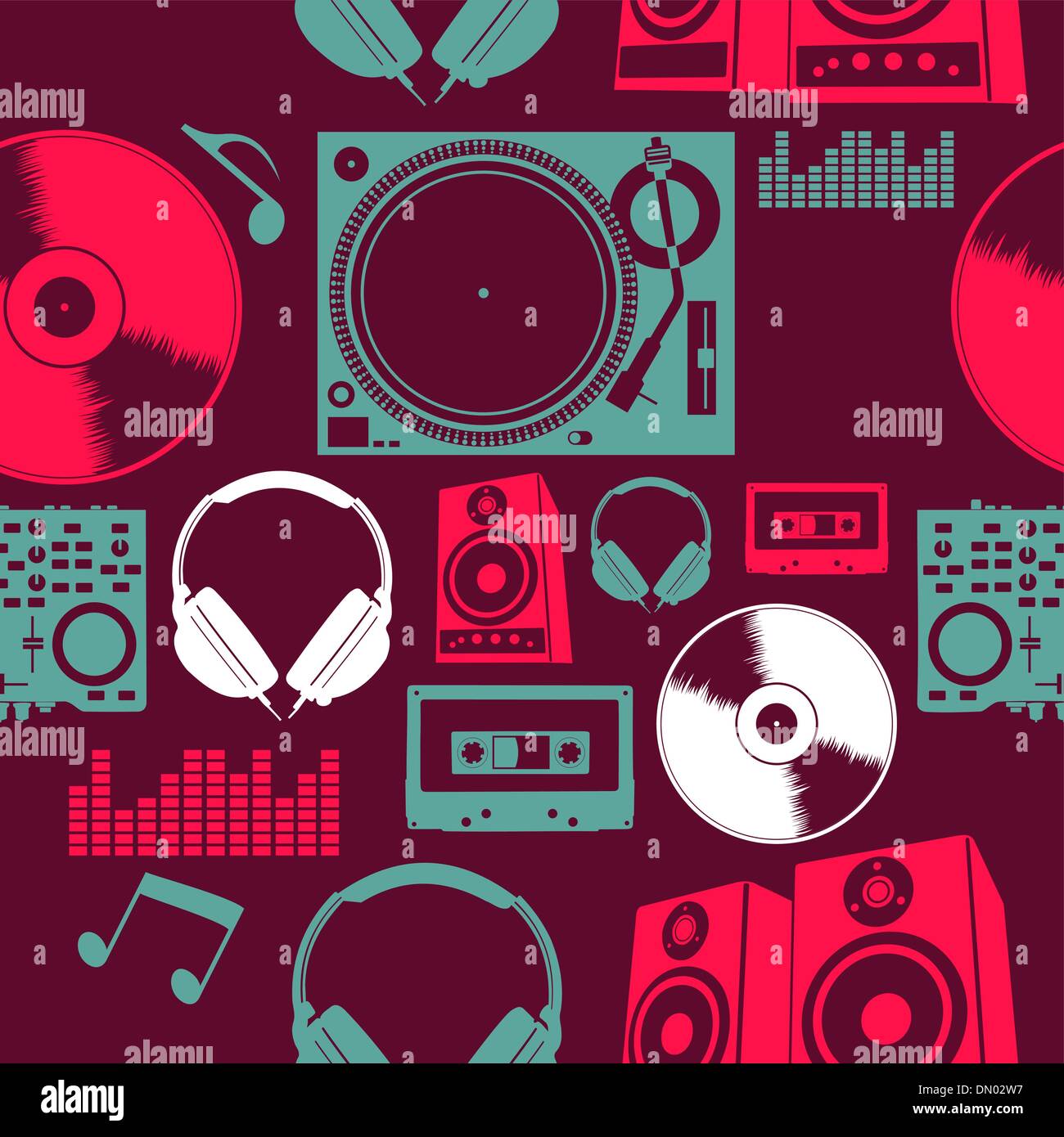 Music icons seamless pattern Stock Vector