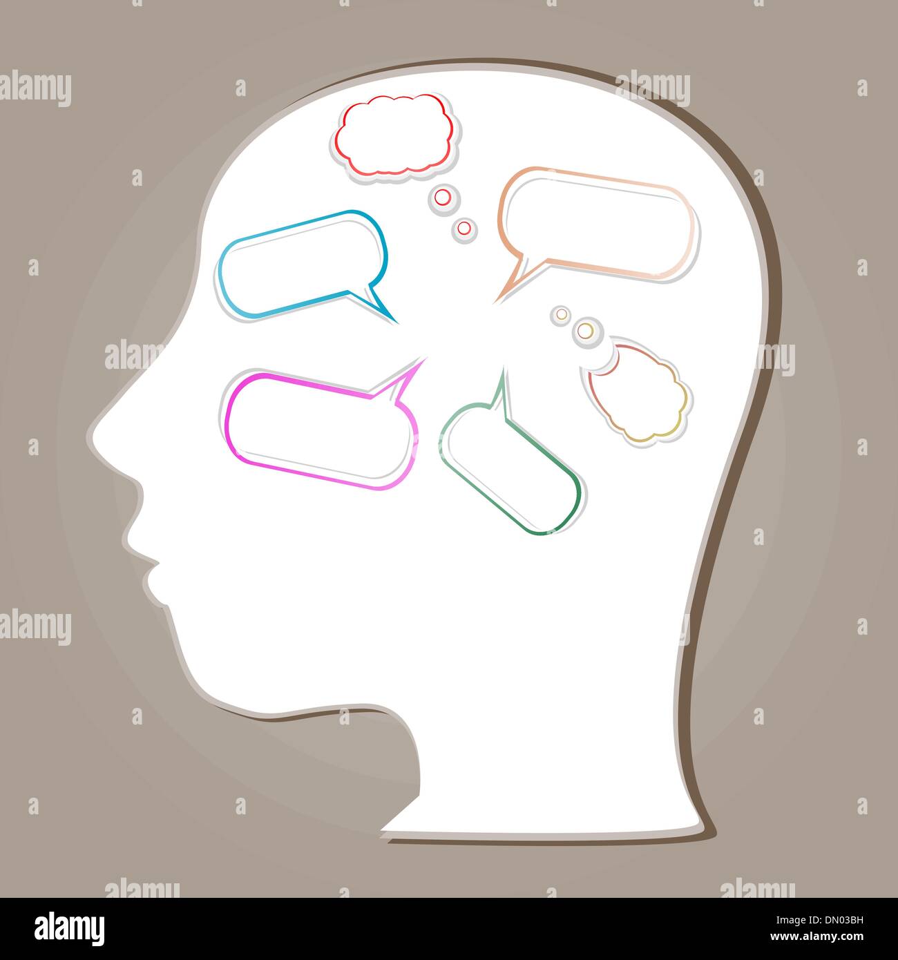 Abstract speaker silhouette with bubbles in the head Stock Vector Image ...
